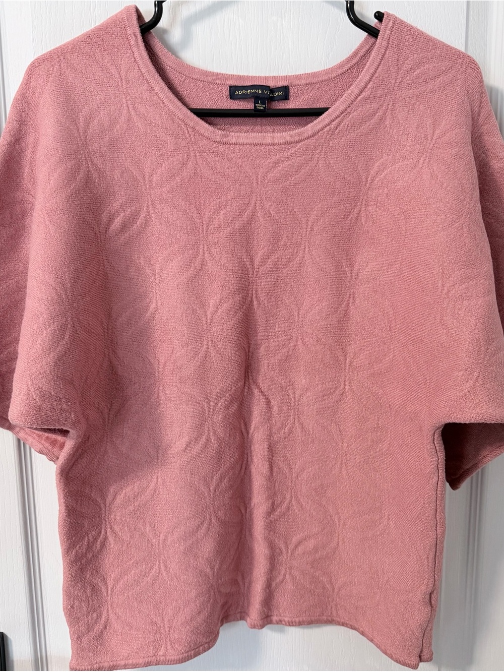 Adrienne Vittadini Dusty Rose Short-Sleeve Textured Knit Top - Picture 3 of 4